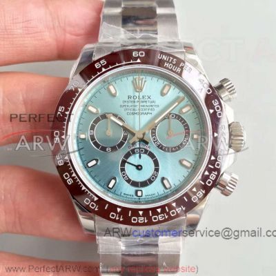 Perfect Rolex Replica Noob Watches - Daytona 4130 Ice Blue Face Platinum Bezel 40mm Men's Watches